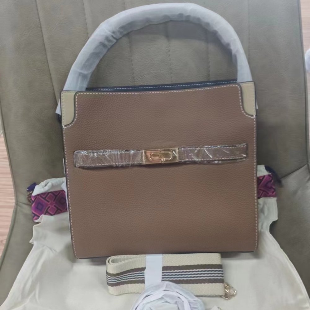 New Tory Burch Tigers Eye Pebbled Lee Radziwill Small Double Bag